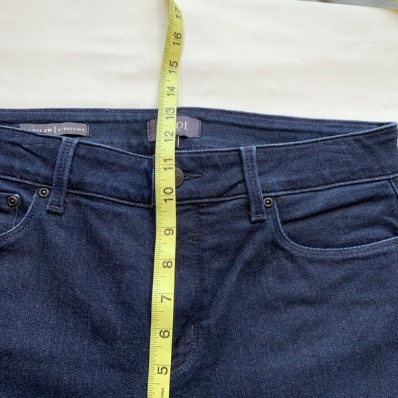 NYDJ Marilyn Straight Jeans Womens 12 Stretch Lift Tuck Technology Dark Blue NEW - Picture 12 of 12